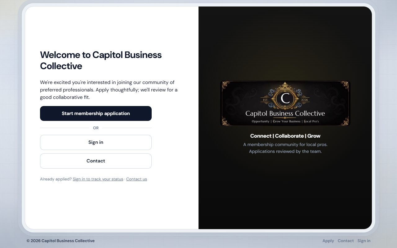 Capitol Business Collective live website
